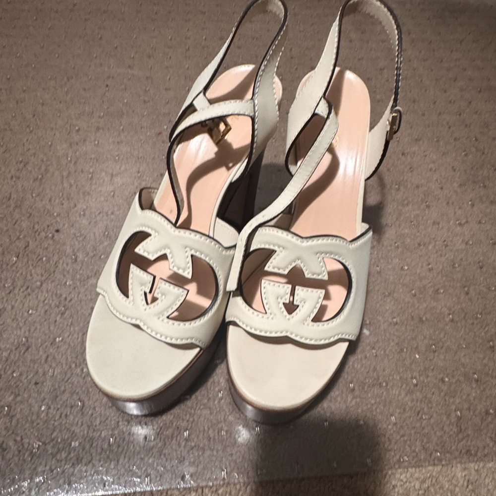 Gucci Women's Cream Platform Sandals